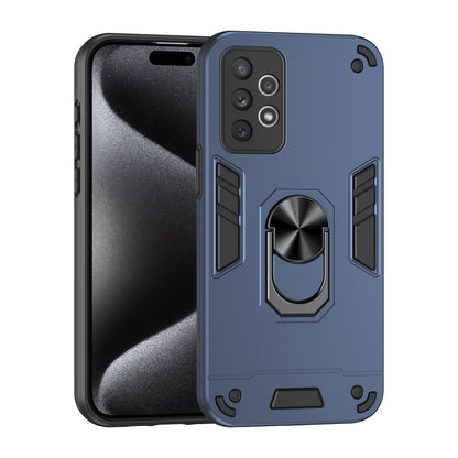 Samsung Galaxy A72 5G Shockproof Metal Ring Holder Phone Case with 360 degrees Rotating Kickstand, Ultra Slim Protective Cover, Raised Camera Guard, PC Silicone Armour Shell, Anti-Scratch Back & Edge Protection