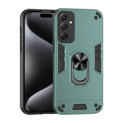 Samsung Galaxy M34 5G Shockproof Metal Ring Holder Phone Case with 360 degrees Rotating Kickstand, Ultra Slim Protective Cover, Raised Camera Guard, PC Silicone Armour Shell, Anti-Scratch Back & Edge Protection