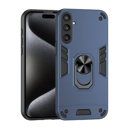 Samsung Galaxy S23 FE 5G Shockproof Metal Ring Holder Phone Case with 360 degrees Rotating Kickstand, Ultra Slim Protective Cover, Raised Camera Guard, PC Silicone Armour Shell, Anti-Scratch Back & Edge Protection