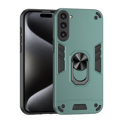 Samsung Galaxy S23+ 5G Shockproof Metal Ring Holder Phone Case with 360 degrees Rotating Kickstand, Ultra Slim Protective Cover, Raised Camera Guard, PC Silicone Armour Shell, Anti-Scratch Back & Edge Protection