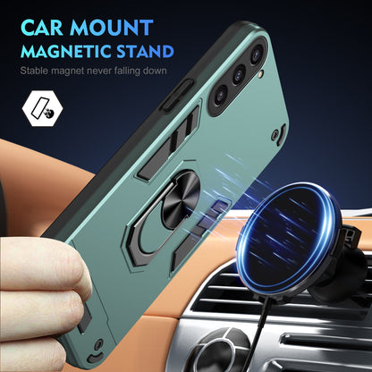 Samsung Galaxy S23+ 5G Shockproof Metal Ring Holder Phone Case with 360 degrees Rotating Kickstand, Ultra Slim Protective Cover, Raised Camera Guard, PC Silicone Armour Shell, Anti-Scratch Back & Edge Protection