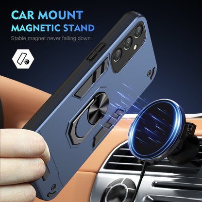 Samsung Galaxy A25 162mm Shockproof Metal Ring Holder Phone Case with 360 degrees Rotating Kickstand, Ultra Slim Protective Cover, Raised Camera Guard, PC Silicone Armour Shell, Anti-Scratch Back & Edge Protection