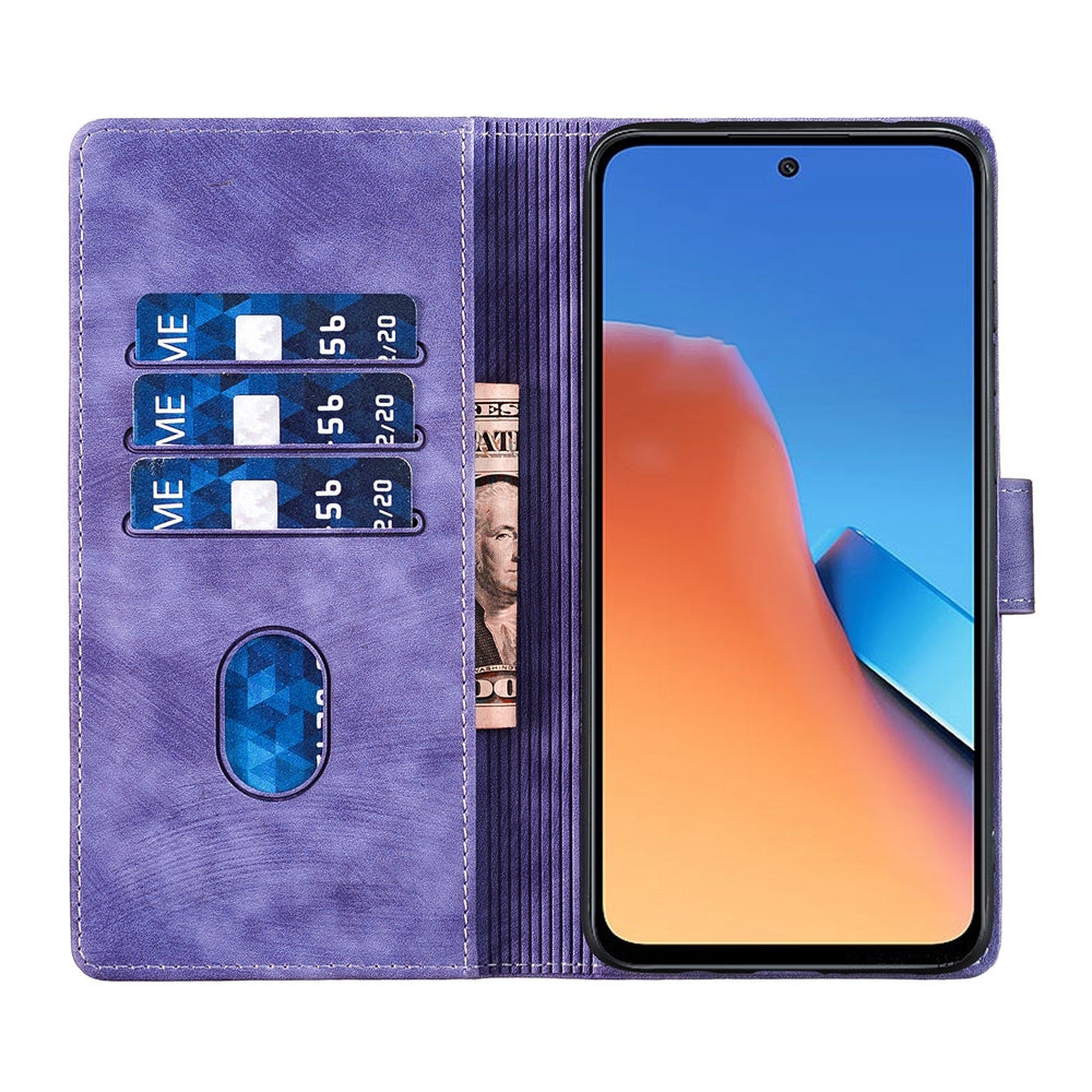 Xiaomi Redmi 12 Pen Heart Cat Embossed Leather Phone Case with Wear-Resistant TPU+PU, Lightweight Wallet Stand Function, and Precise Cutouts for Ultimate Protection