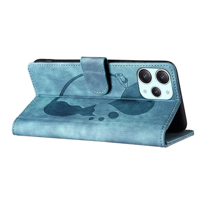 Xiaomi Redmi 12 Pen Heart Cat Embossed Leather Phone Case with Wear-Resistant TPU+PU, Lightweight Wallet Stand Function, and Precise Cutouts for Ultimate Protection