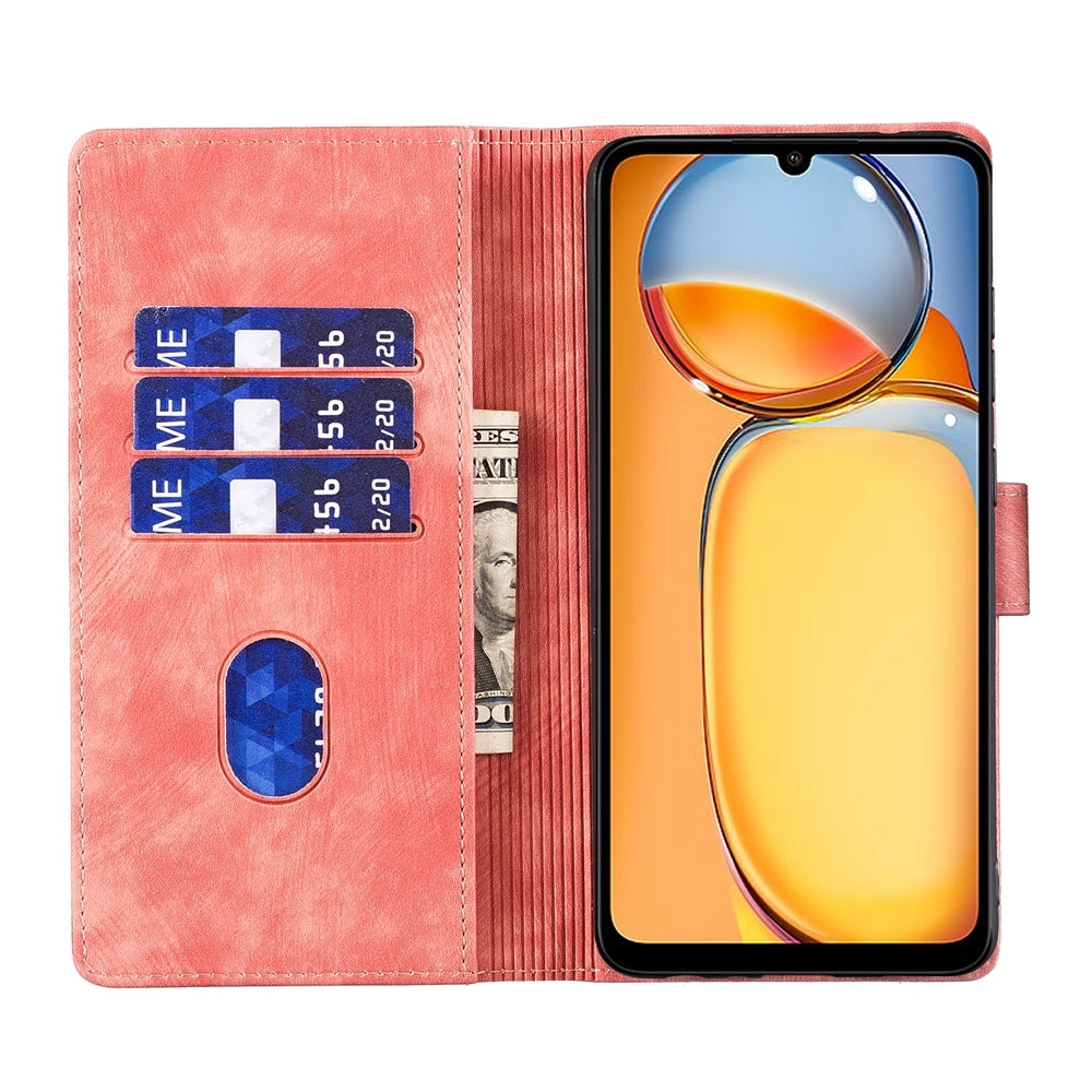 Xiaomi Poco C65 Pen Heart Cat Embossed Leather Phone Case with Wear-Resistant TPU+PU, Lightweight Wallet Stand Function, and Precise Cutouts for Ultimate Protection