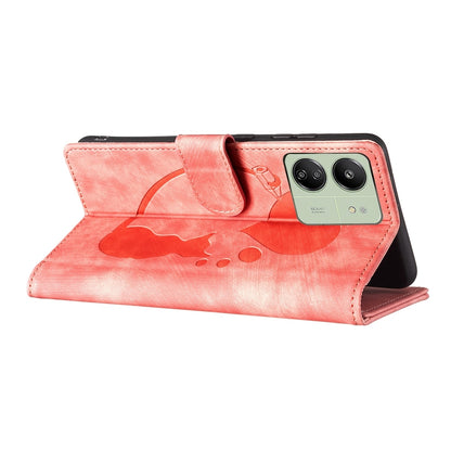 Xiaomi Poco C65 Pen Heart Cat Embossed Leather Phone Case with Wear-Resistant TPU+PU, Lightweight Wallet Stand Function, and Precise Cutouts for Ultimate Protection