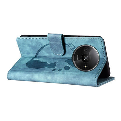 Xiaomi Redmi A3 Pen Heart Cat Embossed Leather Phone Case with Wear-Resistant TPU+PU, Lightweight Wallet Stand Function, and Precise Cutouts for Ultimate Protection