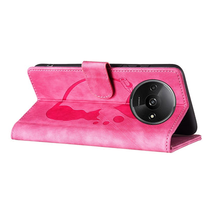 Xiaomi Redmi A3 Pen Heart Cat Embossed Leather Phone Case with Wear-Resistant TPU+PU, Lightweight Wallet Stand Function, and Precise Cutouts for Ultimate Protection