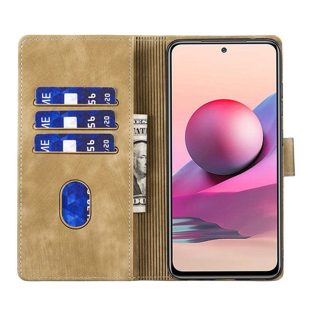Xiaomi Redmi Note 10S Pen Heart Cat Embossed Leather Phone Case with Wear-Resistant TPU+PU, Lightweight Wallet Stand Function, and Precise Cutouts for Ultimate Protection
