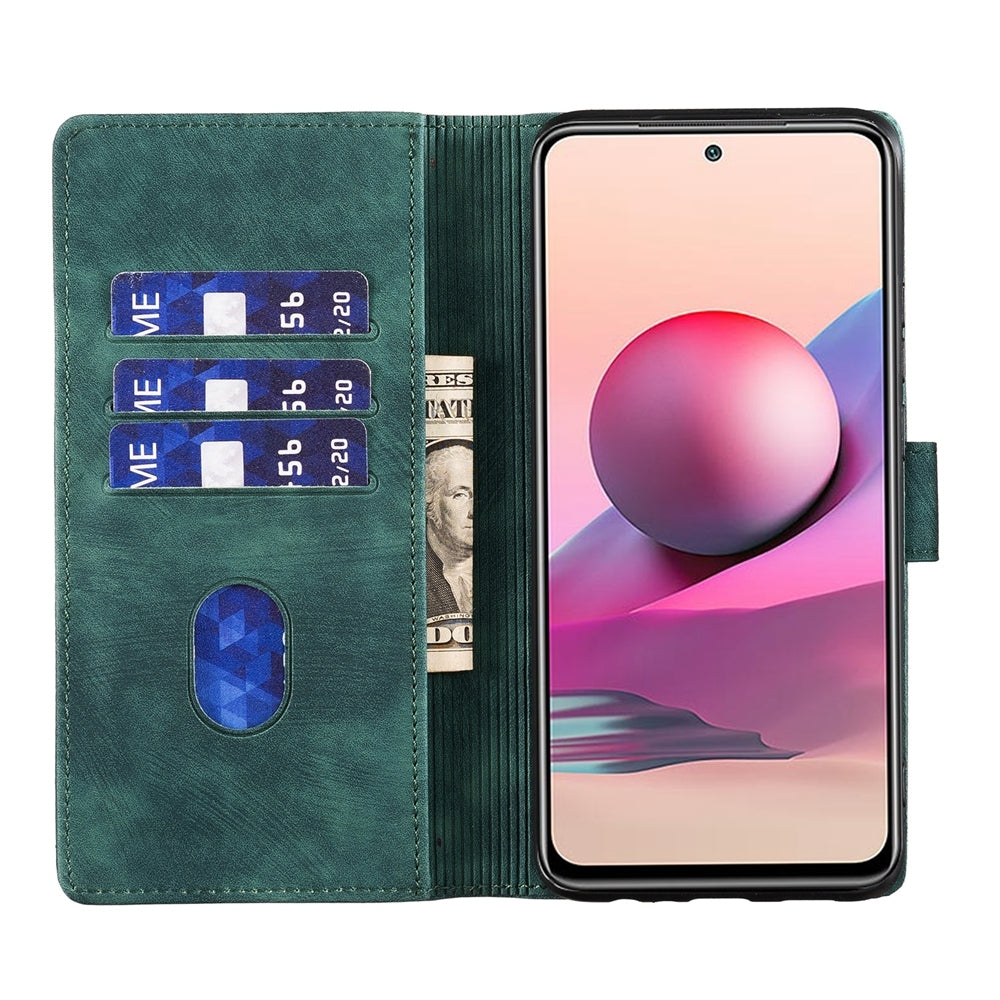 Xiaomi Redmi Note 10S Pen Heart Cat Embossed Leather Phone Case with Wear-Resistant TPU+PU, Lightweight Wallet Stand Function, and Precise Cutouts for Ultimate Protection