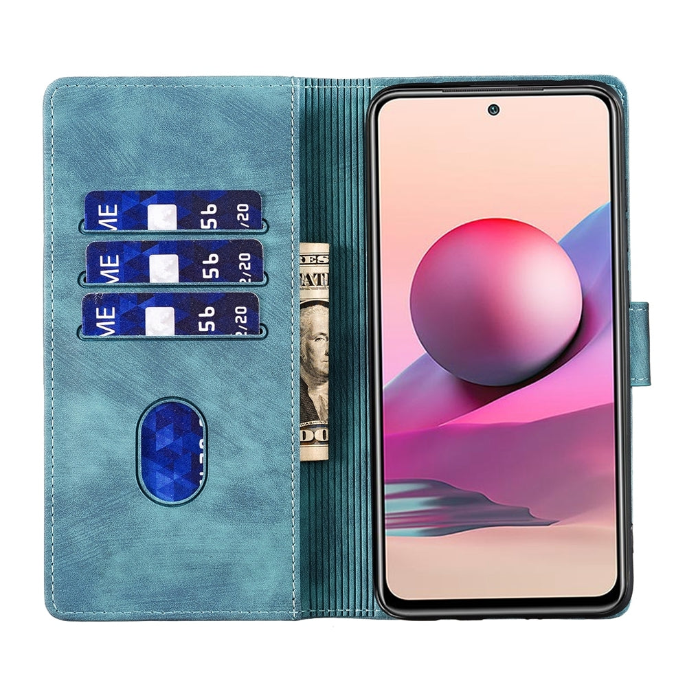 Xiaomi Redmi Note 10S Pen Heart Cat Embossed Leather Phone Case with Wear-Resistant TPU+PU, Lightweight Wallet Stand Function, and Precise Cutouts for Ultimate Protection