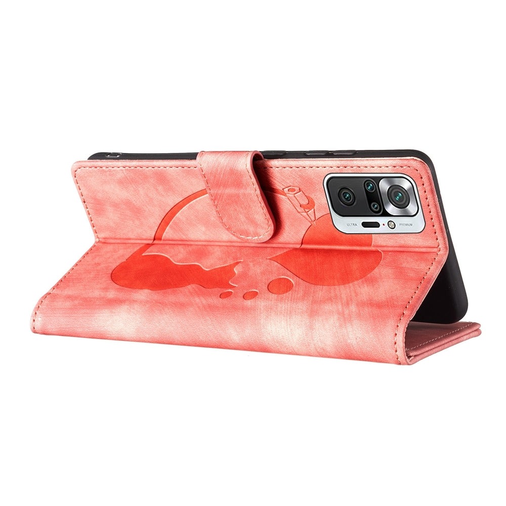 Xiaomi Redmi Note 10 Pro Pen Heart Cat Embossed Leather Phone Case with Wear-Resistant TPU+PU, Lightweight Wallet Stand Function, and Precise Cutouts for Ultimate Protection