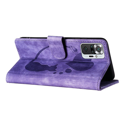 Xiaomi Redmi Note 10 Pro Pen Heart Cat Embossed Leather Phone Case with Wear-Resistant TPU+PU, Lightweight Wallet Stand Function, and Precise Cutouts for Ultimate Protection