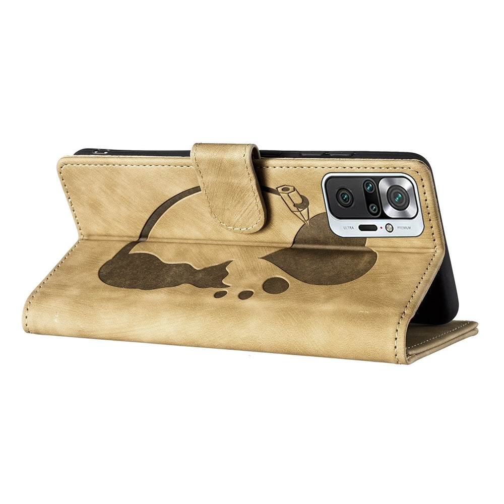 Xiaomi Redmi Note 10 Pro Pen Heart Cat Embossed Leather Phone Case with Wear-Resistant TPU+PU, Lightweight Wallet Stand Function, and Precise Cutouts for Ultimate Protection