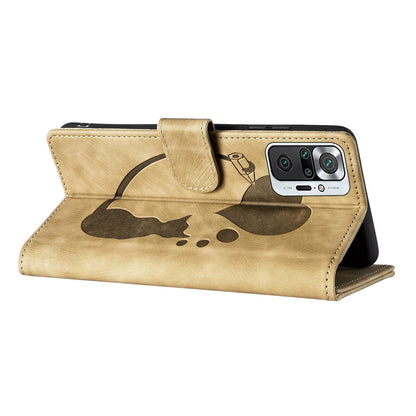 Xiaomi Redmi Note 10 Pro Pen Heart Cat Embossed Leather Phone Case with Wear-Resistant TPU+PU, Lightweight Wallet Stand Function, and Precise Cutouts for Ultimate Protection