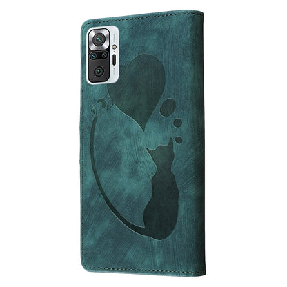 Xiaomi Redmi Note 10 Pro Pen Heart Cat Embossed Leather Phone Case with Wear-Resistant TPU+PU, Lightweight Wallet Stand Function, and Precise Cutouts for Ultimate Protection