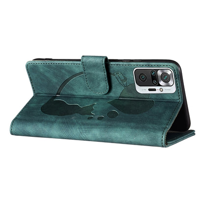 Xiaomi Redmi Note 10 Pro Pen Heart Cat Embossed Leather Phone Case with Wear-Resistant TPU+PU, Lightweight Wallet Stand Function, and Precise Cutouts for Ultimate Protection