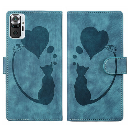 Xiaomi Redmi Note 10 Pro Pen Heart Cat Embossed Leather Phone Case with Wear-Resistant TPU+PU, Lightweight Wallet Stand Function, and Precise Cutouts for Ultimate Protection