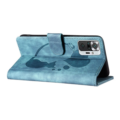 Xiaomi Redmi Note 10 Pro Pen Heart Cat Embossed Leather Phone Case with Wear-Resistant TPU+PU, Lightweight Wallet Stand Function, and Precise Cutouts for Ultimate Protection