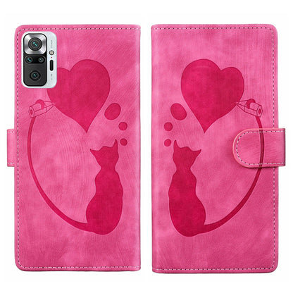 Xiaomi Redmi Note 10 Pro Pen Heart Cat Embossed Leather Phone Case with Wear-Resistant TPU+PU, Lightweight Wallet Stand Function, and Precise Cutouts for Ultimate Protection