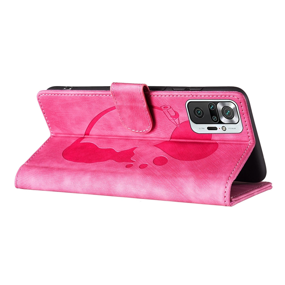 Xiaomi Redmi Note 10 Pro Pen Heart Cat Embossed Leather Phone Case with Wear-Resistant TPU+PU, Lightweight Wallet Stand Function, and Precise Cutouts for Ultimate Protection