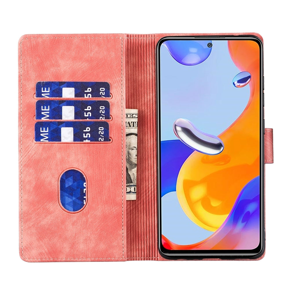 Xiaomi Redmi Note 12 5G Global Pen Heart Cat Embossed Leather Phone Case with Wear-Resistant TPU+PU, Lightweight Wallet Stand Function, and Precise Cutouts for Ultimate Protection