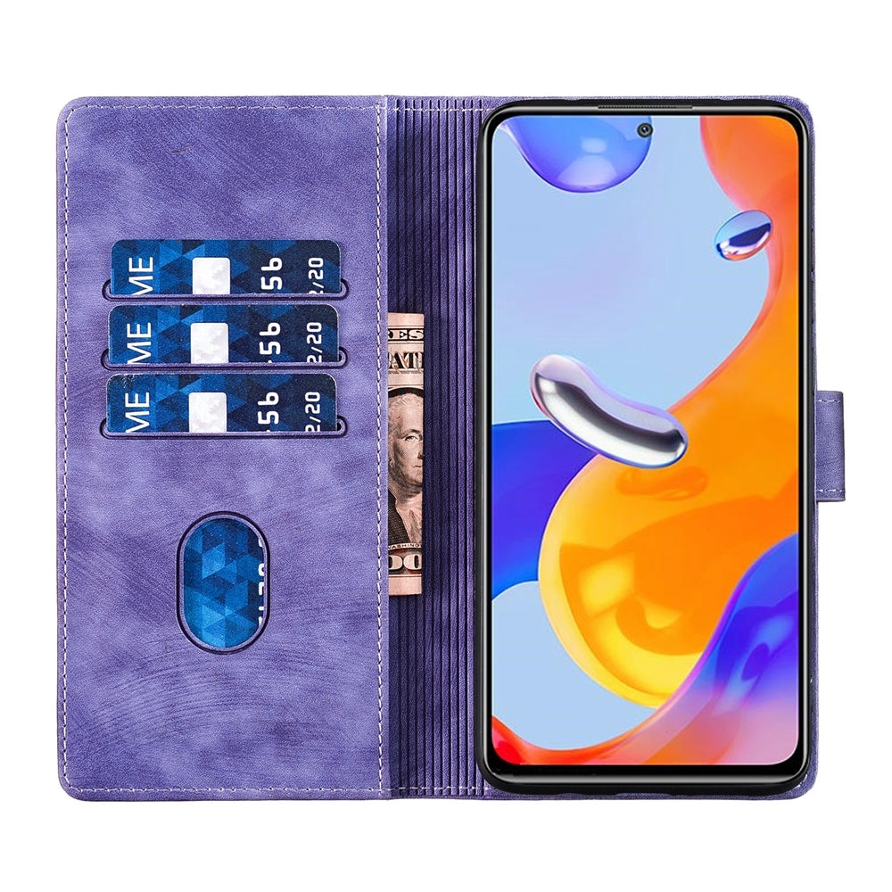 Xiaomi Redmi Note 12 5G Global Pen Heart Cat Embossed Leather Phone Case with Wear-Resistant TPU+PU, Lightweight Wallet Stand Function, and Precise Cutouts for Ultimate Protection