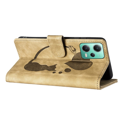 Xiaomi Redmi Note 12 5G Global Pen Heart Cat Embossed Leather Phone Case with Wear-Resistant TPU+PU, Lightweight Wallet Stand Function, and Precise Cutouts for Ultimate Protection