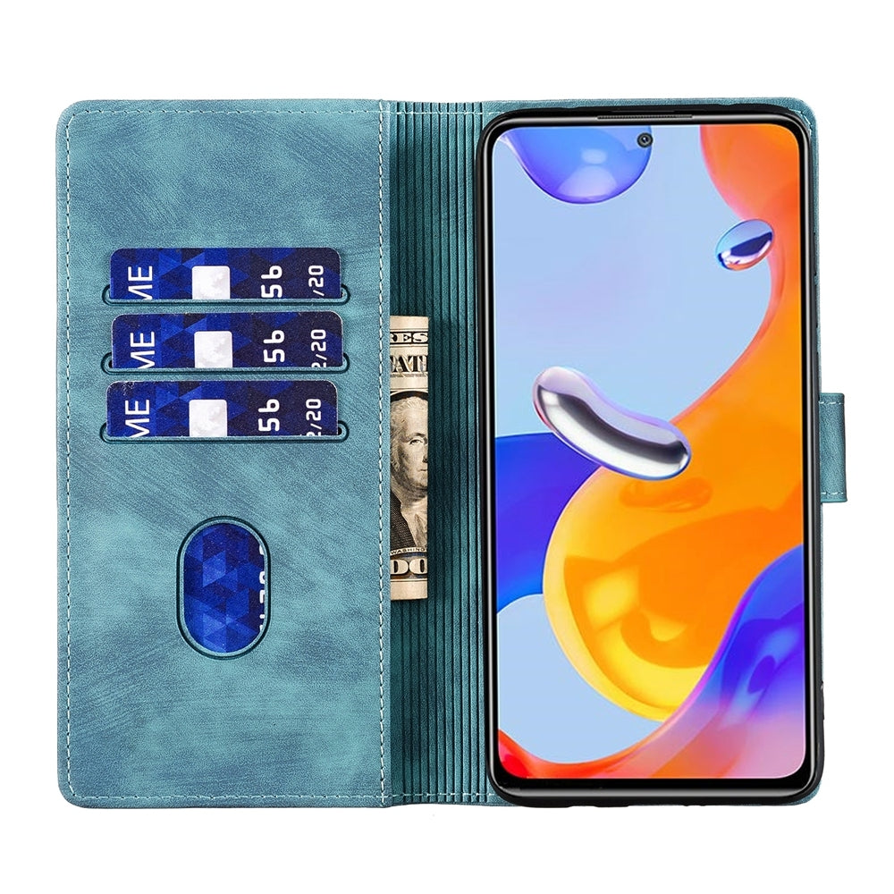 Xiaomi Redmi Note 12 5G Global Pen Heart Cat Embossed Leather Phone Case with Wear-Resistant TPU+PU, Lightweight Wallet Stand Function, and Precise Cutouts for Ultimate Protection