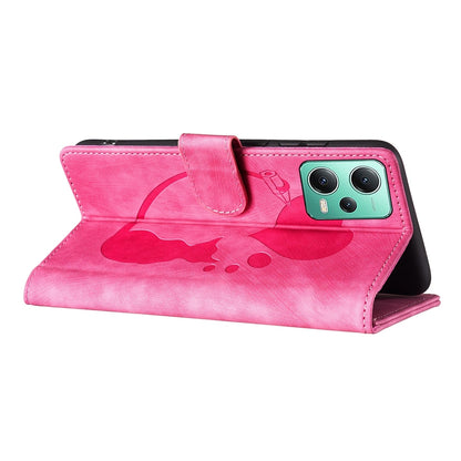 Xiaomi Redmi Note 12 5G Global Pen Heart Cat Embossed Leather Phone Case with Wear-Resistant TPU+PU, Lightweight Wallet Stand Function, and Precise Cutouts for Ultimate Protection