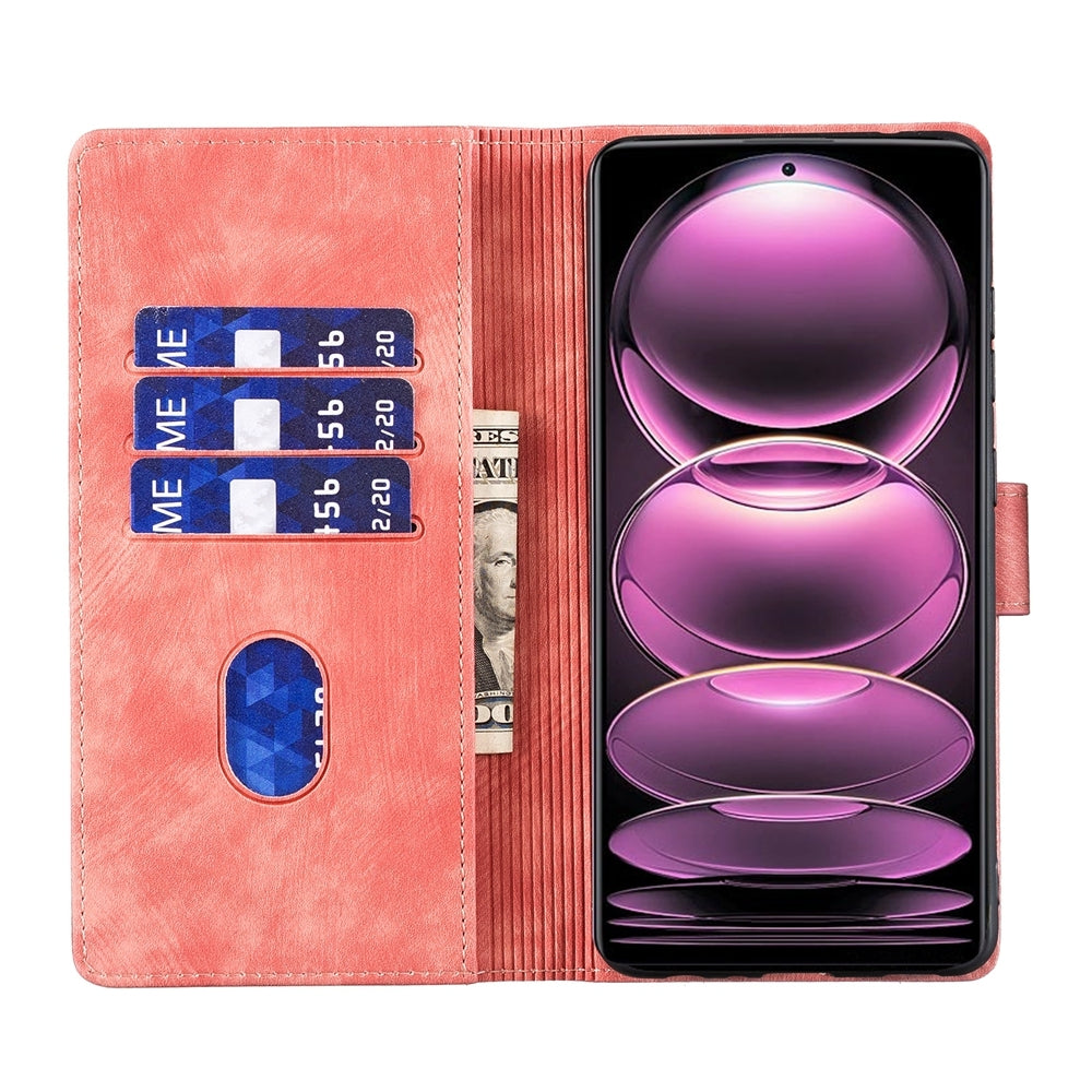 Xiaomi Redmi Note 12 Pro 5G Global Pen Heart Cat Embossed Leather Phone Case with Wear-Resistant TPU+PU, Lightweight Wallet Stand Function, and Precise Cutouts for Ultimate Protection