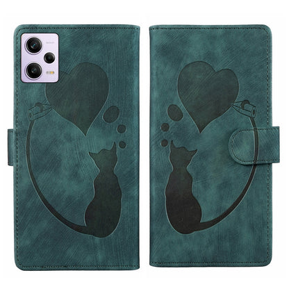 Xiaomi Redmi Note 12 Pro 5G Global Pen Heart Cat Embossed Leather Phone Case with Wear-Resistant TPU+PU, Lightweight Wallet Stand Function, and Precise Cutouts for Ultimate Protection