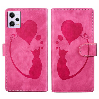 Xiaomi Redmi Note 12 Pro 5G Global Pen Heart Cat Embossed Leather Phone Case with Wear-Resistant TPU+PU, Lightweight Wallet Stand Function, and Precise Cutouts for Ultimate Protection