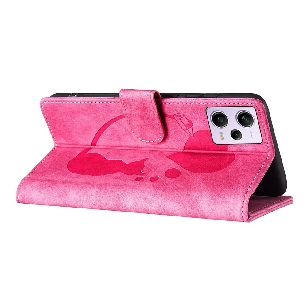 Xiaomi Redmi Note 12 Pro 5G Global Pen Heart Cat Embossed Leather Phone Case with Wear-Resistant TPU+PU, Lightweight Wallet Stand Function, and Precise Cutouts for Ultimate Protection