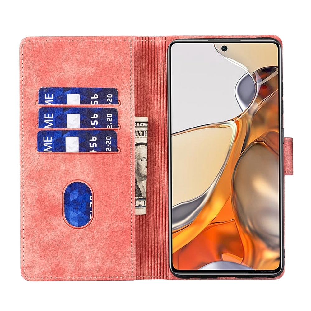 Xiaomi 11T Pen Heart Cat Embossed Leather Phone Case with Wear-Resistant TPU+PU, Lightweight Wallet Stand Function, and Precise Cutouts for Ultimate Protection