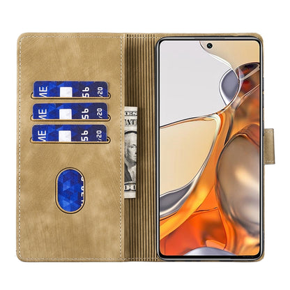 Xiaomi 11T Pen Heart Cat Embossed Leather Phone Case with Wear-Resistant TPU+PU, Lightweight Wallet Stand Function, and Precise Cutouts for Ultimate Protection