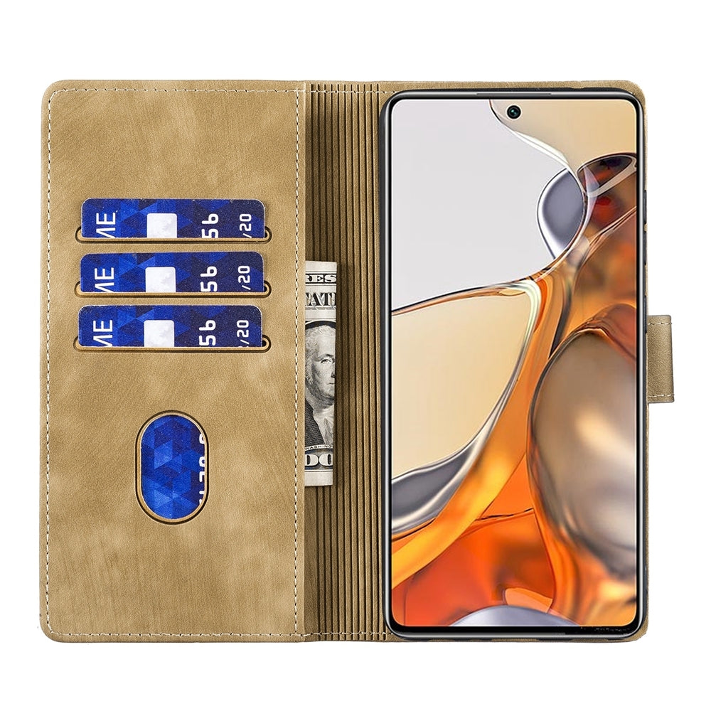 Xiaomi 11T Pro Pen Heart Cat Embossed Leather Phone Case with Wear-Resistant TPU+PU, Lightweight Wallet Stand Function, and Precise Cutouts for Ultimate Protection