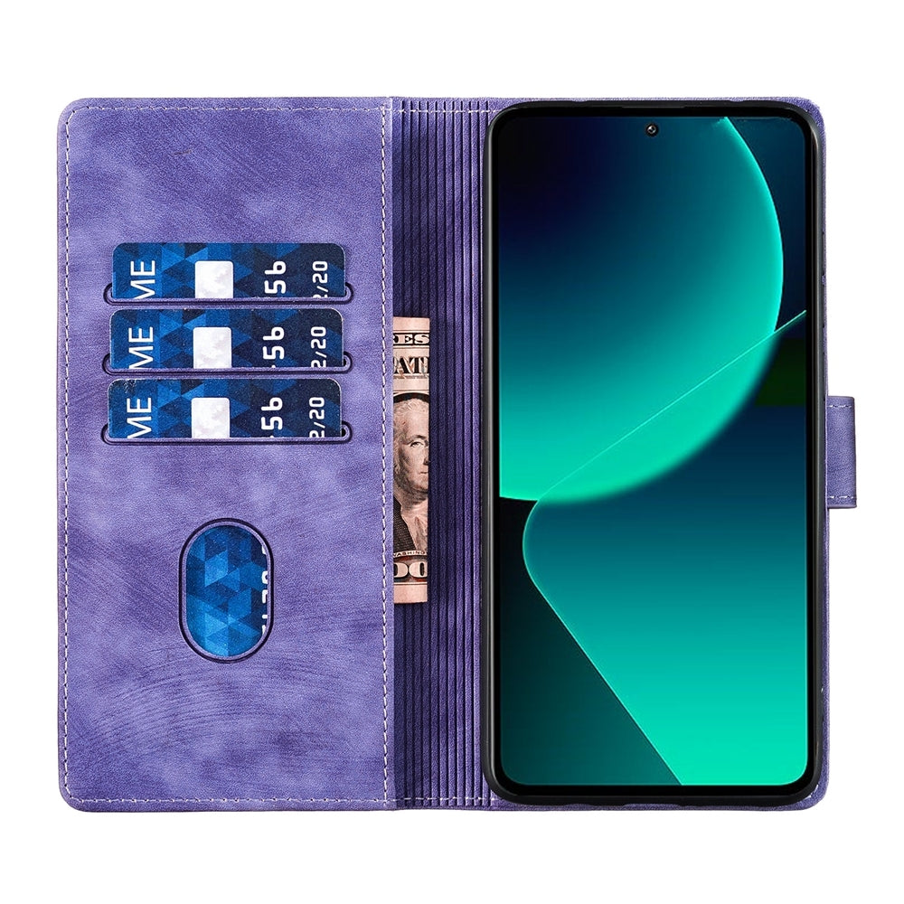 Xiaomi 13T Pen Heart Cat Embossed Leather Phone Case with Wear-Resistant TPU+PU, Lightweight Wallet Stand Function, and Precise Cutouts for Ultimate Protection