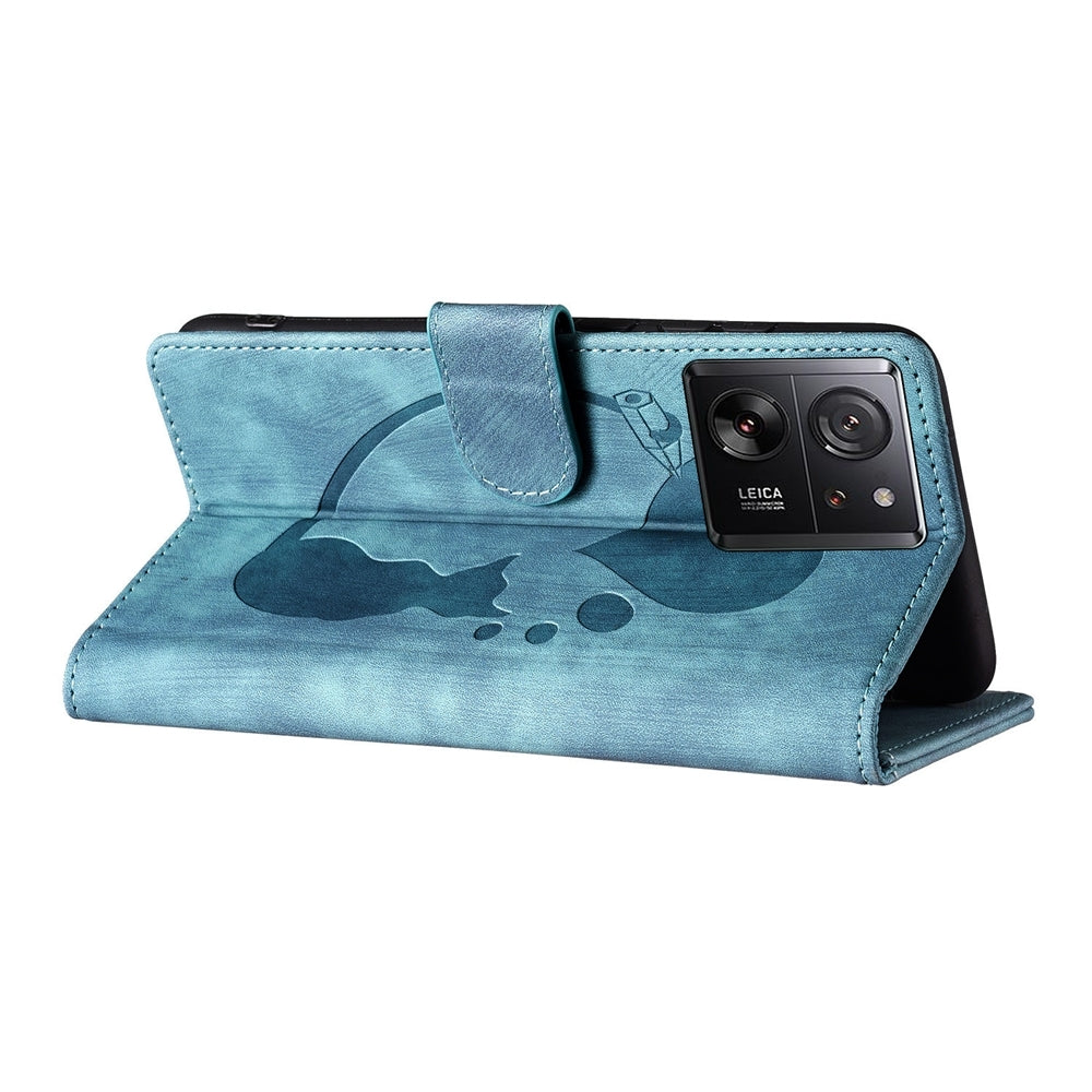 Xiaomi 13T Pro Pen Heart Cat Embossed Leather Phone Case with Wear-Resistant TPU+PU, Lightweight Wallet Stand Function, and Precise Cutouts for Ultimate Protection