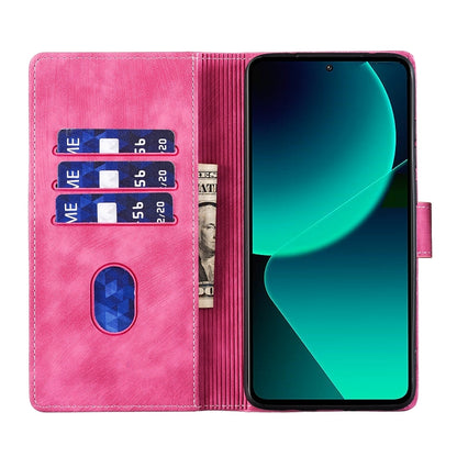 Xiaomi 13T Pen Heart Cat Embossed Leather Phone Case with Wear-Resistant TPU+PU, Lightweight Wallet Stand Function, and Precise Cutouts for Ultimate Protection