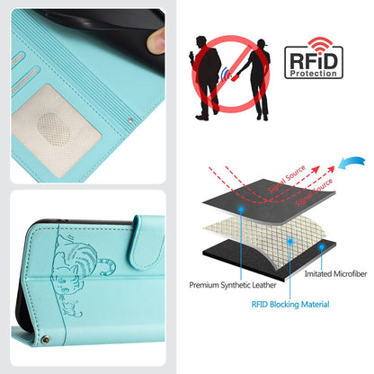 Google Pixel 4A 5G Cat & Rat Embossed RFID Leather Case, Lanyard, Wallet, Card Slots, Kickstand, Anti-Fall, Scratch-Resistant