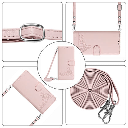 Google Pixel 4A 5G Cat & Rat Embossed RFID Leather Case, Lanyard, Wallet, Card Slots, Kickstand, Anti-Fall, Scratch-Resistant
