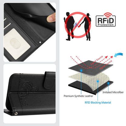 Google Pixel 4A 5G Cat & Rat Embossed RFID Leather Case, Lanyard, Wallet, Card Slots, Kickstand, Anti-Fall, Scratch-Resistant