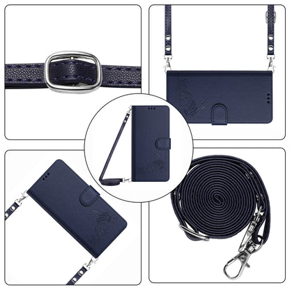 Google Pixel 4A 5G Cat & Rat Embossed RFID Leather Case, Lanyard, Wallet, Card Slots, Kickstand, Anti-Fall, Scratch-Resistant