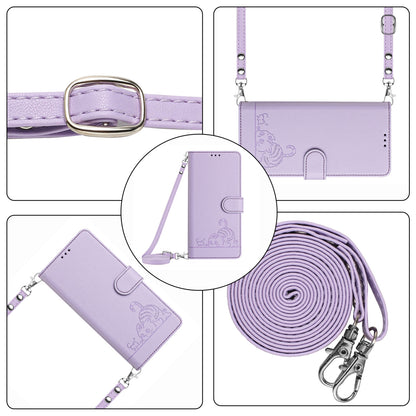 Google Pixel 4A 5G Cat & Rat Embossed RFID Leather Case, Lanyard, Wallet, Card Slots, Kickstand, Anti-Fall, Scratch-Resistant