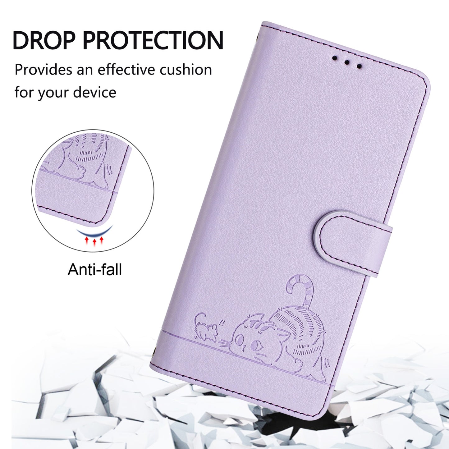 Google Pixel 4A 5G Cat & Rat Embossed RFID Leather Case, Lanyard, Wallet, Card Slots, Kickstand, Anti-Fall, Scratch-Resistant
