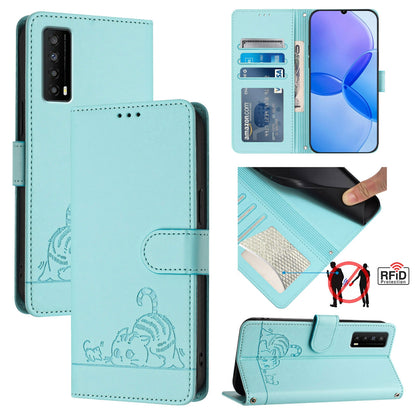 TCL Stylus 5G Cat & Rat Embossed RFID Leather Case, Lanyard, Wallet, Card Slots, Kickstand, Anti-Fall, Scratch-Resistant