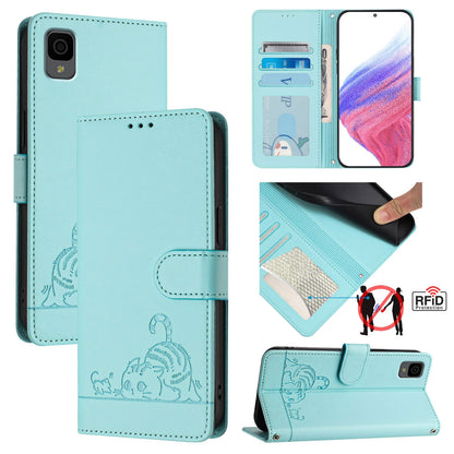 TCL 30Z T602DL Cat & Rat Embossed RFID Leather Case, Lanyard, Wallet, Card Slots, Kickstand, Anti-Fall, Scratch-Resistant