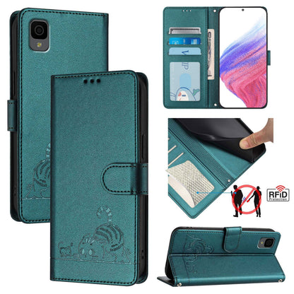 TCL 30Z T602DL Cat & Rat Embossed RFID Leather Case, Lanyard, Wallet, Card Slots, Kickstand, Anti-Fall, Scratch-Resistant