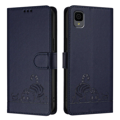 TCL 30Z T602DL Cat & Rat Embossed RFID Leather Case, Lanyard, Wallet, Card Slots, Kickstand, Anti-Fall, Scratch-Resistant